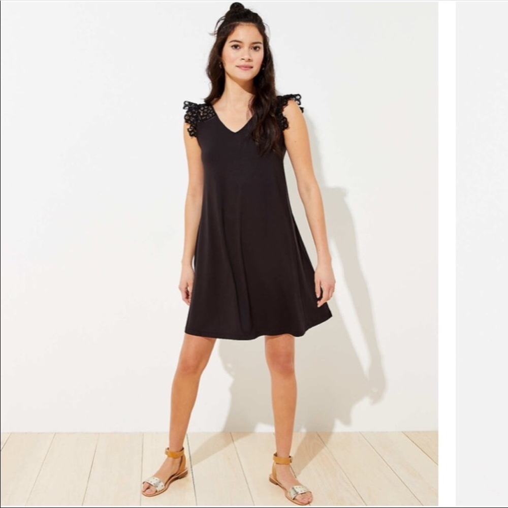 NWT LOFT | Petite ruffle lace swing dress